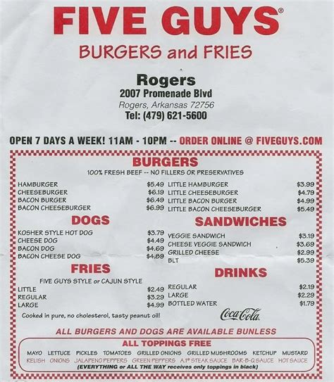 five guys burgers & fries menu|Five Guys UK